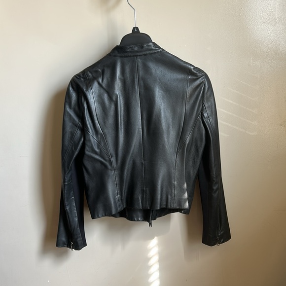 DKNY Black Leather Moto Jacket - Picture 2 of 9